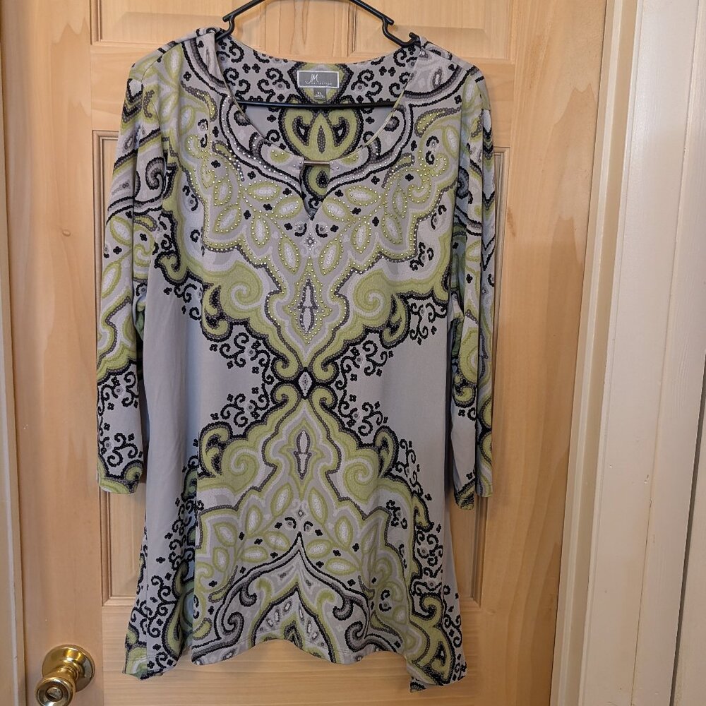 Black and Light Green Blouse